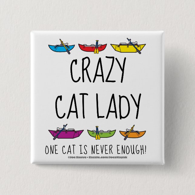 Macaron Carré 5 Cm Crazy Cat Lady Funny Cataraft (Devant)