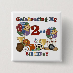 Macaron Carré 5 Cm Crazy For Sports 2e Anniversaire T-shirts et cadea