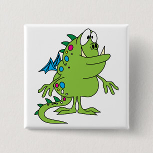 Macaron Carré 5 Cm créature monstre de dragon vert mignon