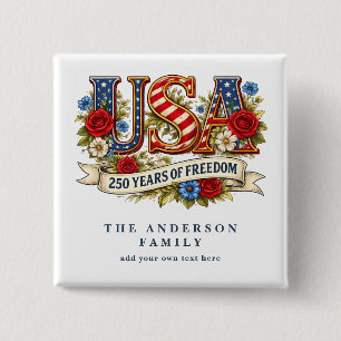 Macaron Carré 5 Cm Créez Votre Propre Floral USA 250 Ans de Liberté