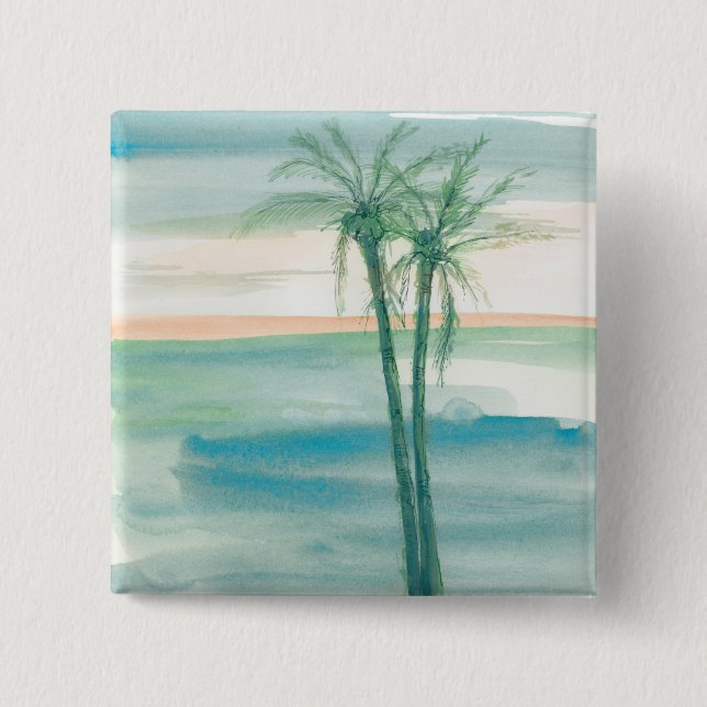 Macaron Carré 5 Cm Crépuscule paisible tropical (Devant)
