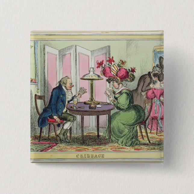 Macaron Carré 5 Cm Cribbage, édité par Thomas McLean, Londres (colo (Devant)