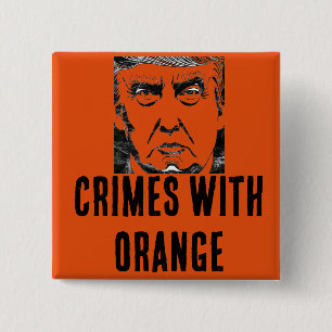 MACARON CARRÉ 5 CM CRIMES AVEC BOUTON ORANGE