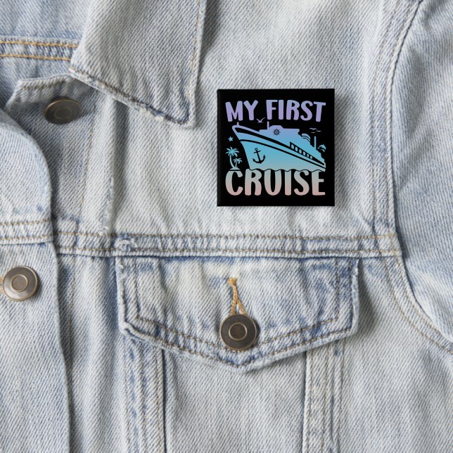 Macaron Carré 5 Cm Croisière Ma Première Croisière 2025 Famille Vacat (En situation)
