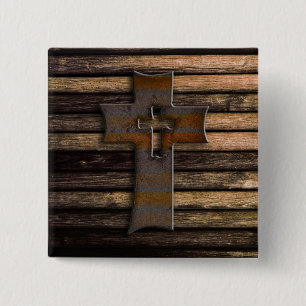 Macaron Carré 5 Cm Croix en bois Brown naturelle