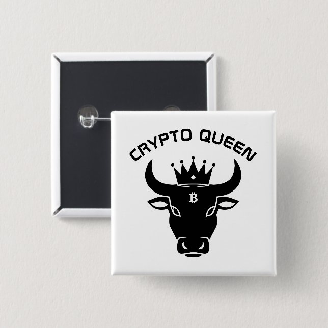 Macaron Carré 5 Cm Crypto Queen Personnalisé Blanc (Devant & derrière)