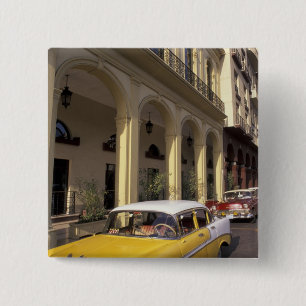 Macaron Carré 5 Cm Cuba, La Havane. Chevys colorés des années 1950