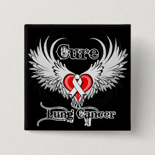 Macaron Carré 5 Cm Cure Cancer du poumon Coeur Tatouages