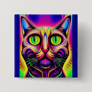 Macaron Carré 5 Cm curious cat button