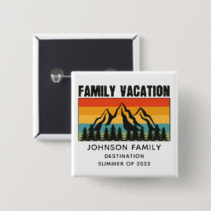 Macaron Carré 5 Cm Custom Family Vacation Mountains Randonnée Camping