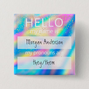 Macaron Carré 5 Cm Custom HELLO Mon Nom Pronounouns Est Un Insigne