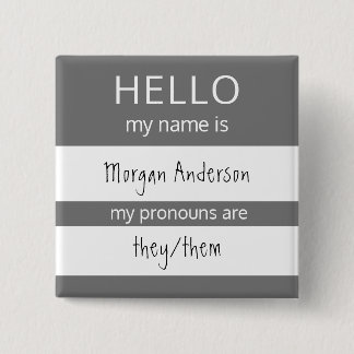 Macaron Carré 5 Cm Custom HELLO Mon Nom Pronounouns Est Un Insigne