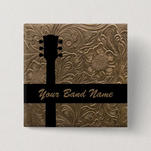 Macaron Carré 5 Cm Custom Pin Band Merch Guitar Country Button