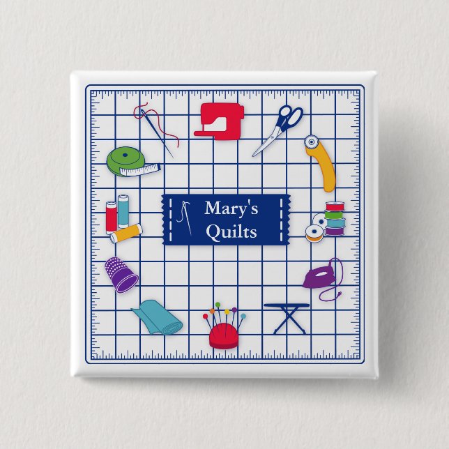 Macaron Carré 5 Cm Customiser le bouton Quilt Étiquette (Devant)