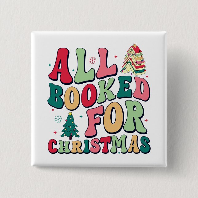 Macaron Carré 5 Cm Cute All Booked For Christmas Librarian (Devant)