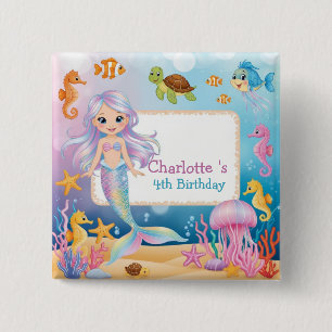Macaron Carré 5 Cm Cute arc-en-ciel mermaid poisson hippocampe Annive