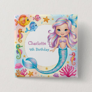 Macaron Carré 5 Cm Cute arc-en-ciel mermaid poisson hippocampe Annive