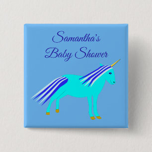 Macaron Carré 5 Cm Cute Blue Baby Boy Unicorn Baby shower personnalis