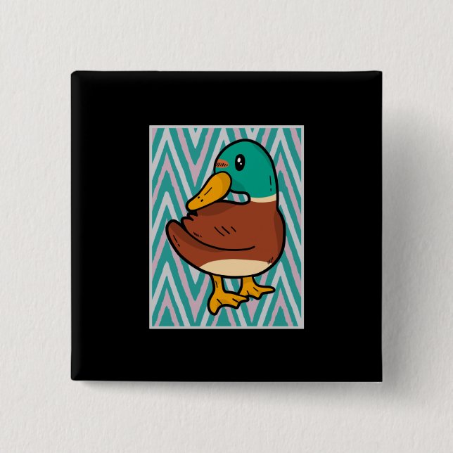 Macaron Carré 5 Cm Cute Canard (Devant)
