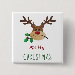 Macaron Carré 5 Cm Cute Renne De Carton Avec Mistletoe