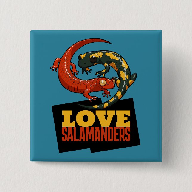 Macaron Carré 5 Cm Cute Salamander Love Salamanders Fan Cartoon (Devant)