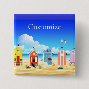 Macaron Carré 5 Cm Cute Tiny Beach Shacks Thunder_Cove