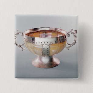 Macaron Carré 5 Cm Cuvette nacrée de bière épicée montée par argent