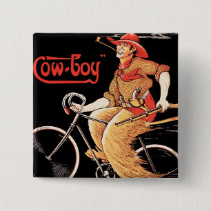 Macaron Carré 5 Cm Cycles Tnomed "bicyclette du cowboy"