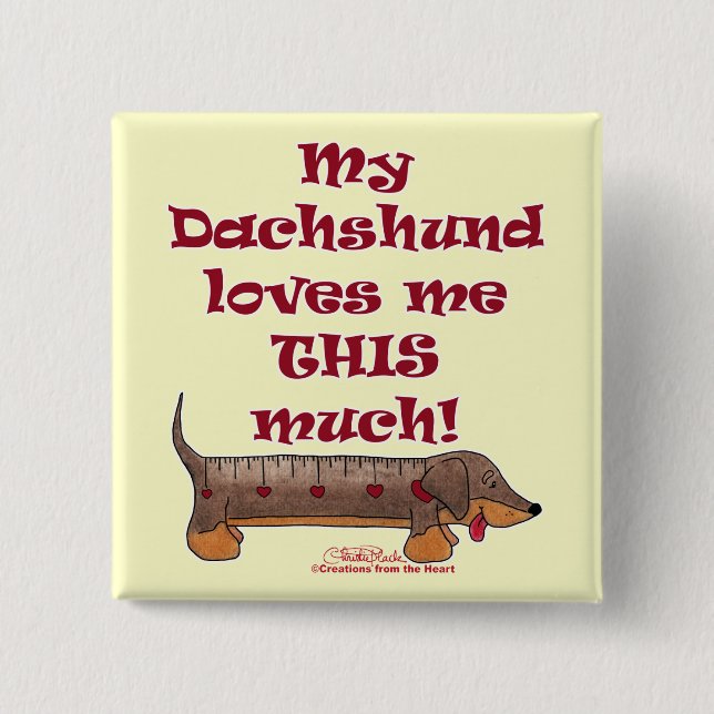 Macaron Carré 5 Cm Dachshund Love Meter (Devant)