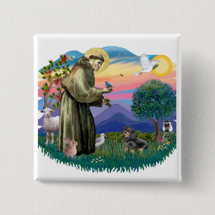 Macaron Carré 5 Cm Dachshund (noir et tan)