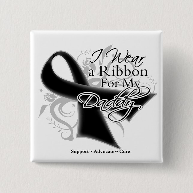 Macaron Carré 5 Cm Daddy Ribbon - Melanoma Cancer de la peau (Devant)