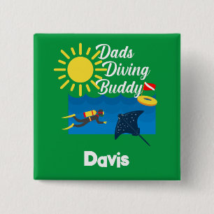 Macaron Carré 5 Cm Dads Diving Buddy Design - Bouton Carré