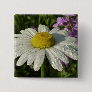 Macaron Carré 5 Cm Daisy et lilas d'été botanique