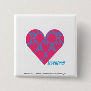 Macaron Carré 5 Cm Damassé 4 Aqua-Magenta