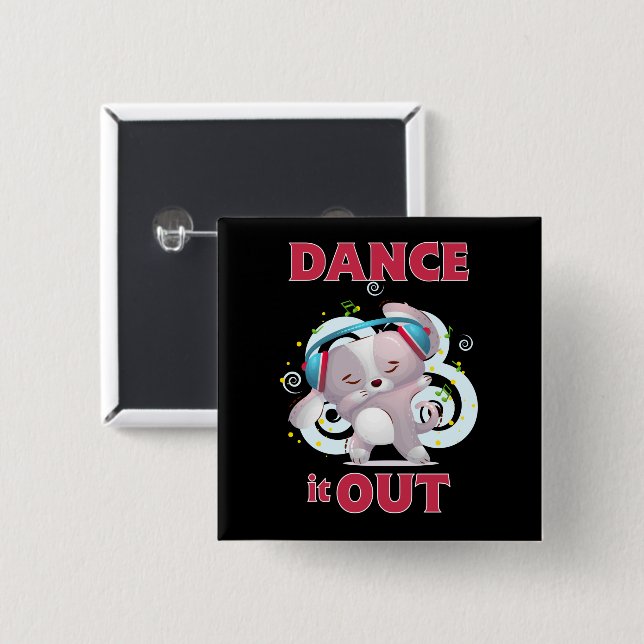 Macaron Carré 5 Cm Dance It Out Stress Release (Devant & derrière)