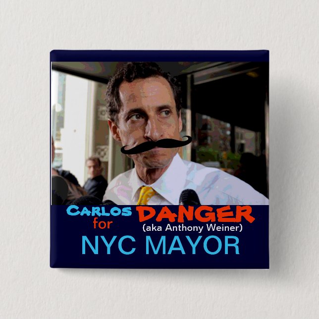 Macaron Carré 5 Cm Danger de Carlos (aka Anthony Weiner) (Devant)