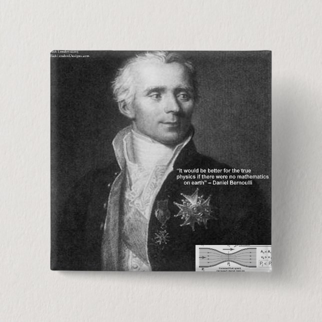 Macaron Carré 5 Cm Daniel Bernoulli Véritable Physique Citation Cadea (Devant)