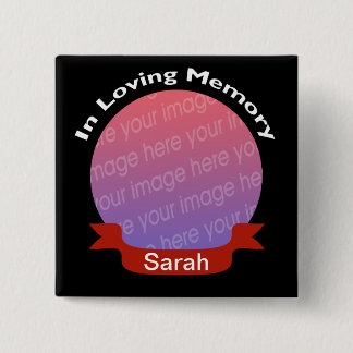 Macaron Carré 5 Cm Dans la mémoire du bouton noir de photo avec le