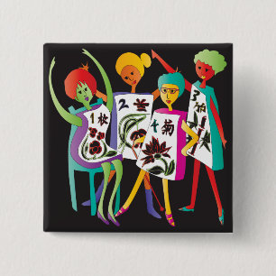 Macaron Carré 5 Cm Danse des fleurs Mah Jongg