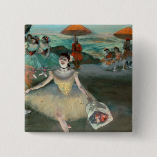 Macaron Carré 5 Cm Danseur d'Edgar Degas   avec le bouquet, faisant