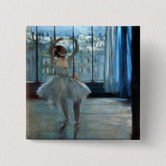 Macaron Carré 5 Cm Danseur d'Edgar Degas | devant une fenêtre (Devant)