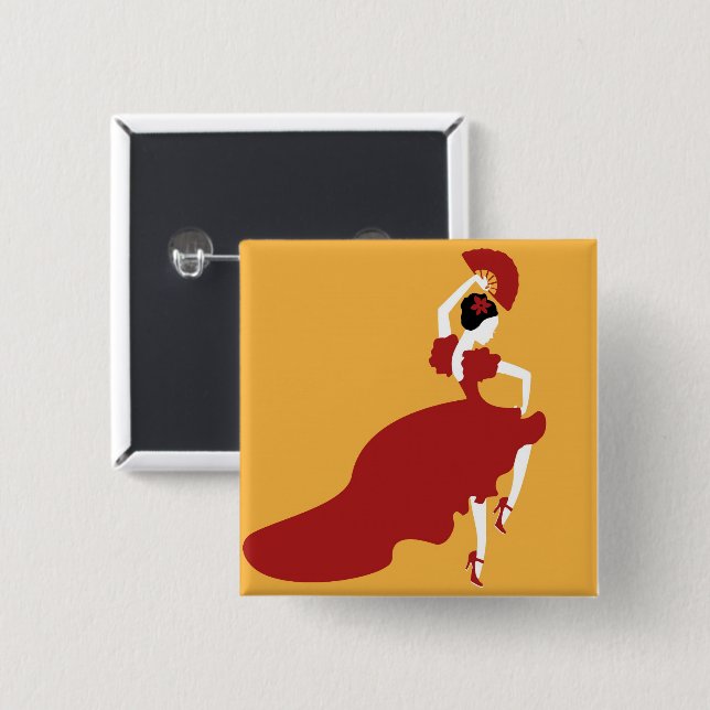 Macaron Carré 5 Cm Danseur flamenco (Devant & derrière)