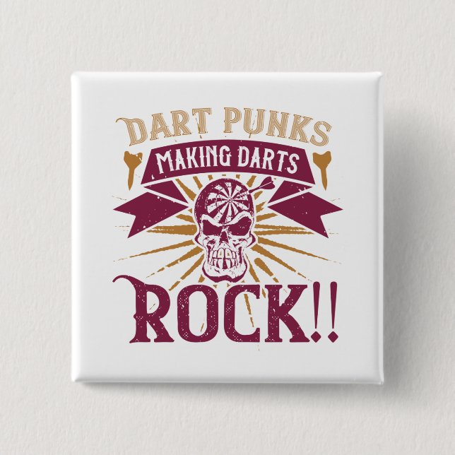 Macaron Carré 5 Cm Darts - Dart Punks Fabriquant Darts Rock! (Devant)
