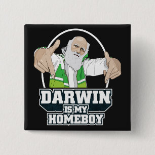 Macaron Carré 5 Cm Darwin est mon Homeboy (polychrome)