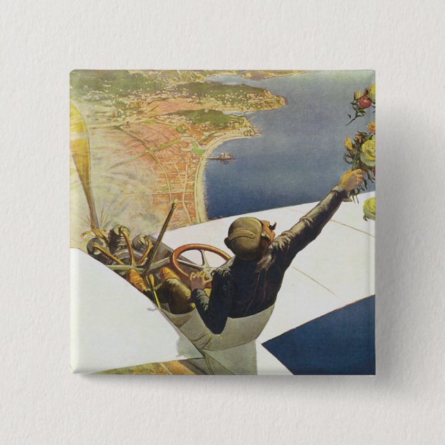 Macaron Carré 5 Cm d'Aviation de réunion Nice (Devant)