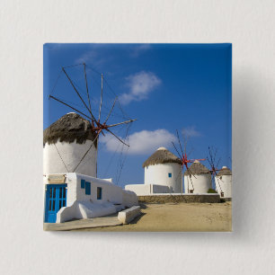 Macaron Carré 5 Cm De beaux moulins à vent sur l'île de Mykonos,