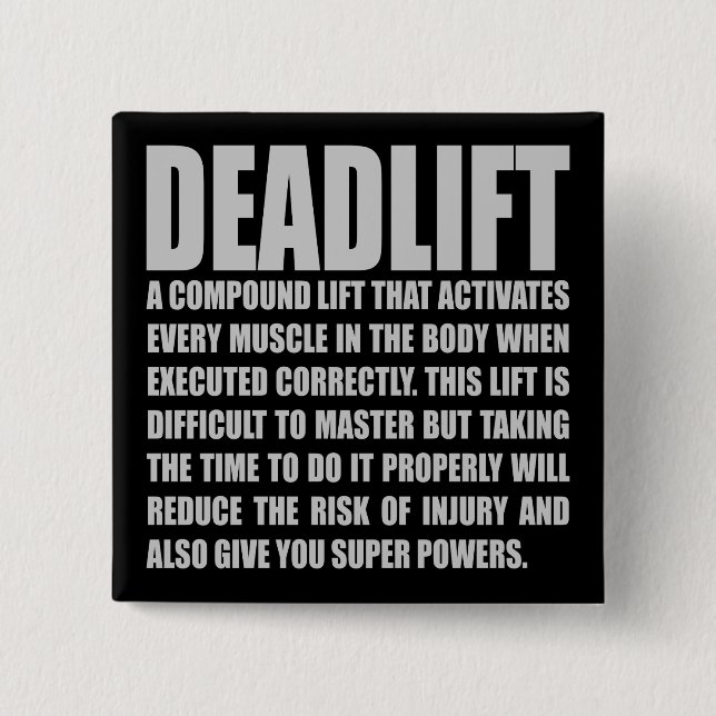 Macaron Carré 5 Cm Deadlift - Drôle entraînement Motivationnel (Devant)
