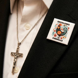 Macaron Carré 5 Cm DeColores Cursillo Art Populaire Coq Foncé Coloré