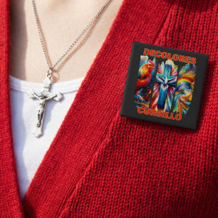 Macaron Carré 5 Cm DeColores Cursillo Coup de pinceau Coq Croix Colom