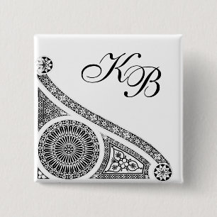 Macaron Carré 5 Cm Décor architectural blanc noir de la RENAISSANCE